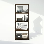 Furinno Turn-N-Tube 5-Tier Multipurpose Compact Display Rack, Shelving Unit, Bookcase, Walnut/Brown