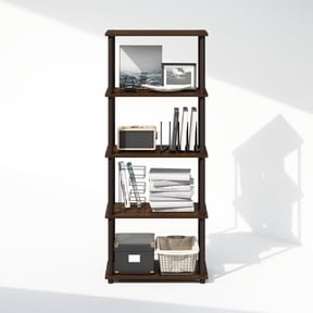 Furinno Turn-N-Tube 5-Tier Multipurpose Compact Display Rack, Shelving Unit, Bookcase, Walnut/Brown