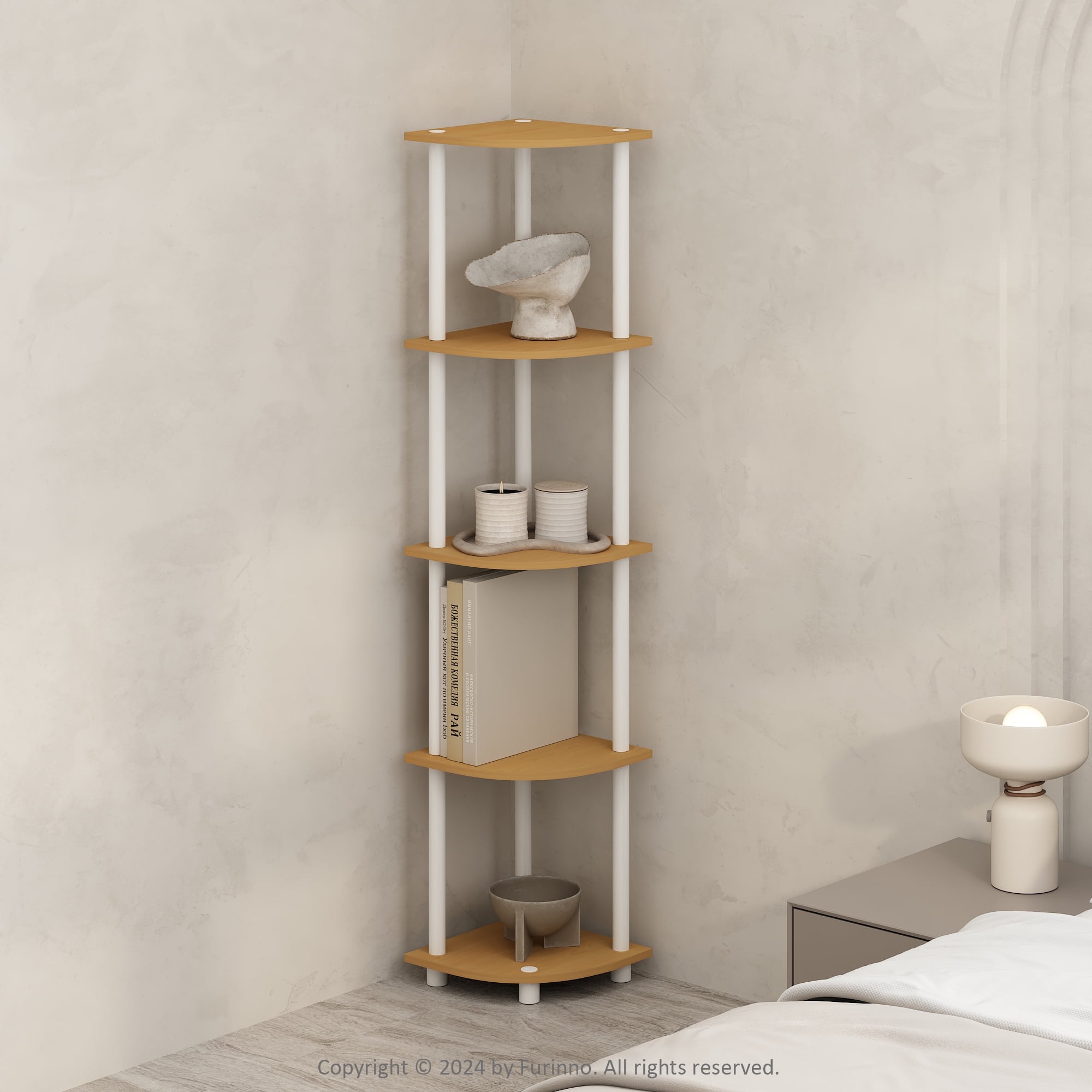 Furinno Turn-N-Tube 5 Tier Multipurpose Corner Display Rack Shelving ...