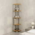 thumbnail image 1 of Furinno Turn-N-Tube 5 Tier Multipurpose Corner Display Rack Shelving Unit, Beech/White, 1 of 6