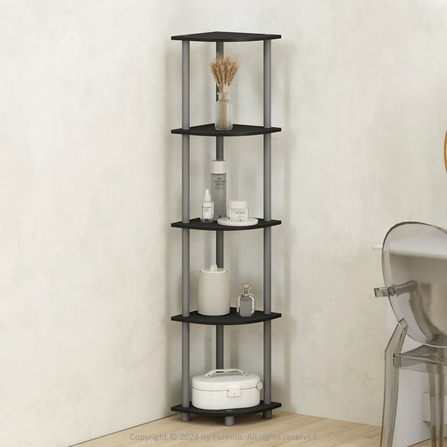 5 Tier Corner Display Rack Multipurpose Shelving Unit, Espresso/Black