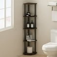 thumbnail image 1 of Furinno Turn-N-Tube 5 Tier Multipurpose Corner Display Rack Shelving Unit, Dark Brown Grain/Black, 1 of 6