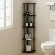 Furinno Turn-N-Tube 5 Tier Multipurpose Corner Display Rack Shelving Unit, Dark Brown Grain/Black