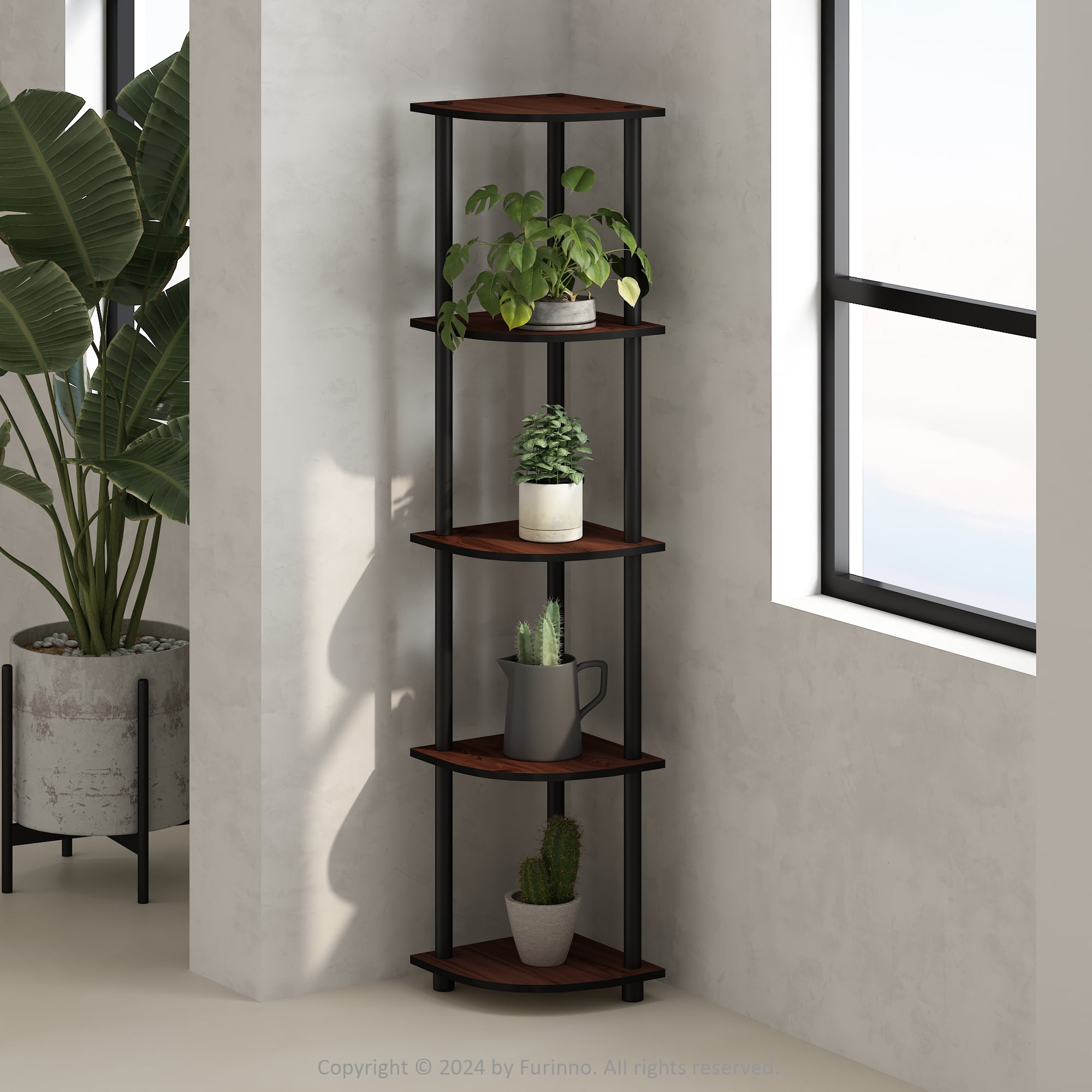Furinno Turn-N-Tube 5 Tier Multipurpose Corner Display Rack Shelving ...