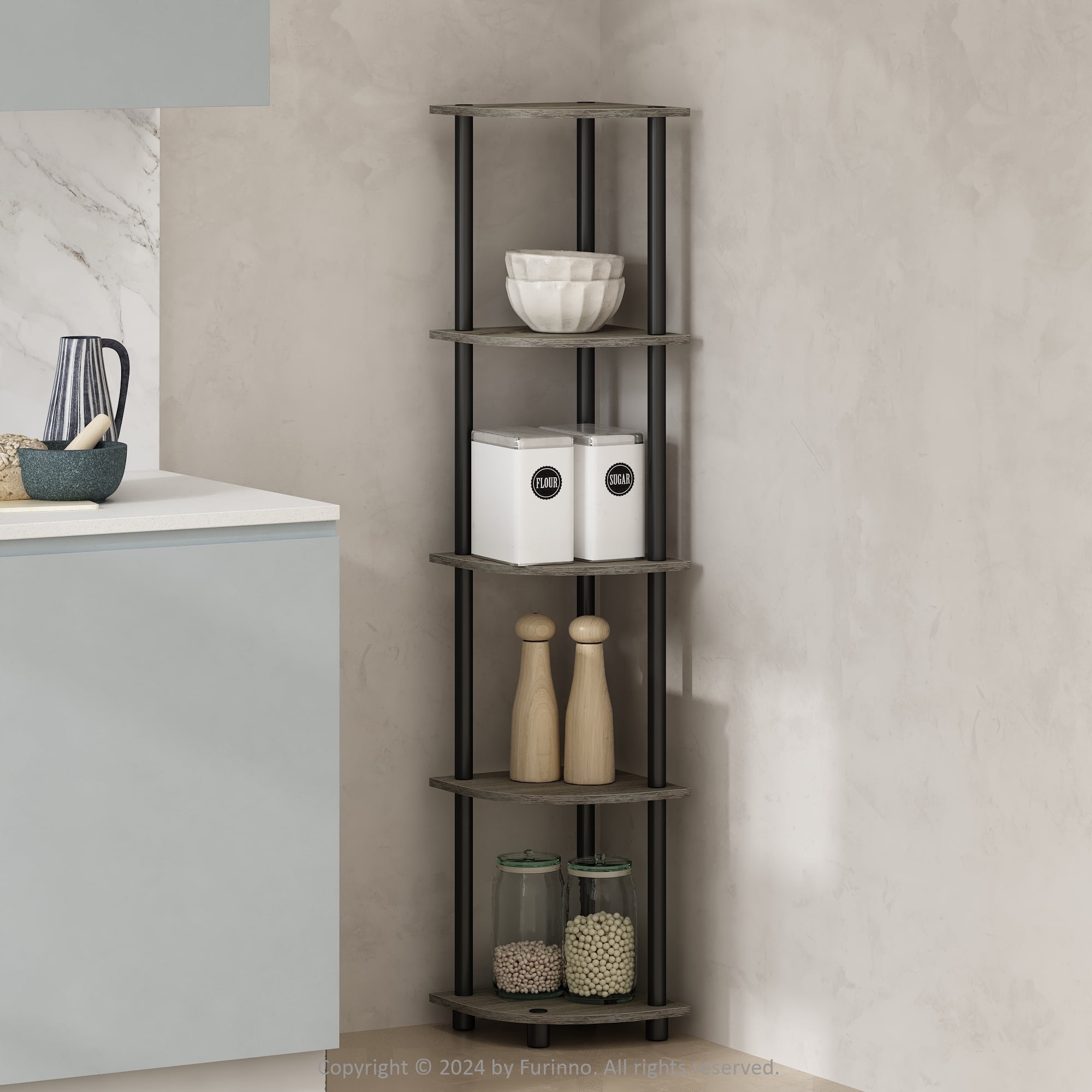 Furinno Turn-N-Tube 5 Tier Multipurpose Corner Display Rack Shelving ...