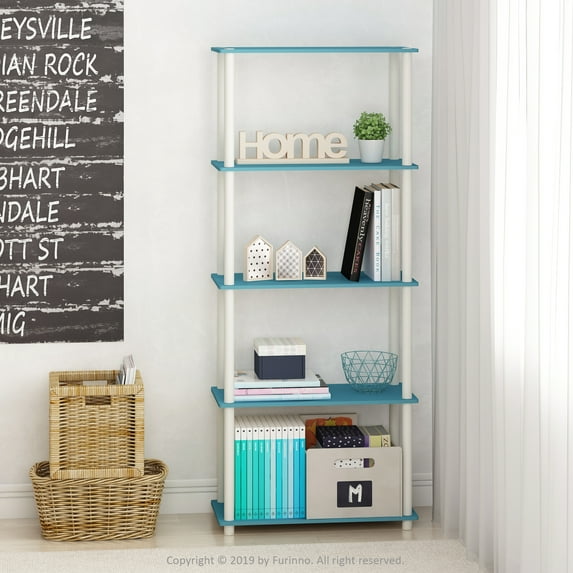 Furinno Turn-N-Tube 5-Tier Multipurpose Shelf Display Rack,Light Blue and White