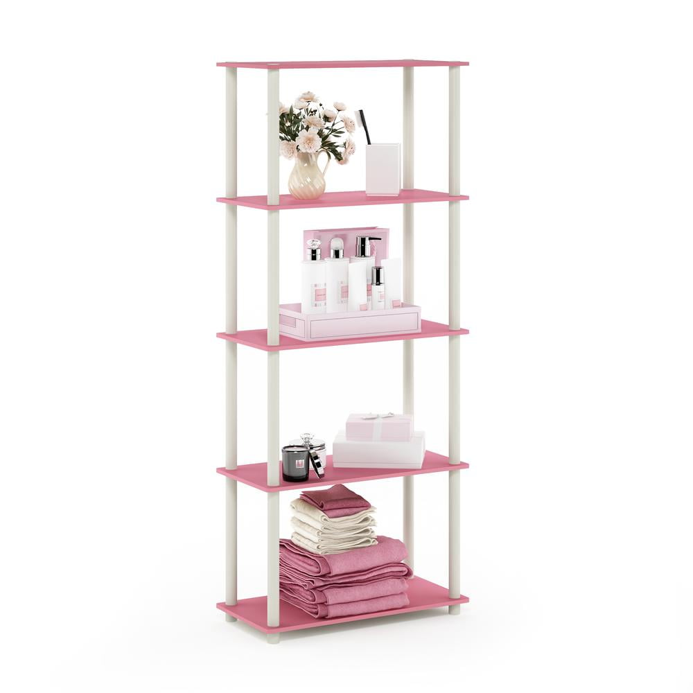 Furinno, Turn-N-Tube 5-Tier Multipurpose Shelf, Pink/White