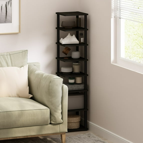 Furinno Turn-N-Tube 8-Tier Vertical Space Saving Free Standing Corner Shelf, Display Rack, Espresso/Black