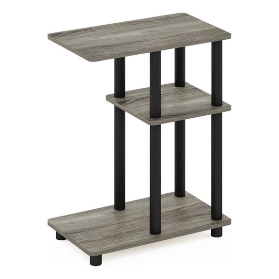 Furinno TURN-N-TUBE C Shape Sofa Side Table in French Oak/Black
