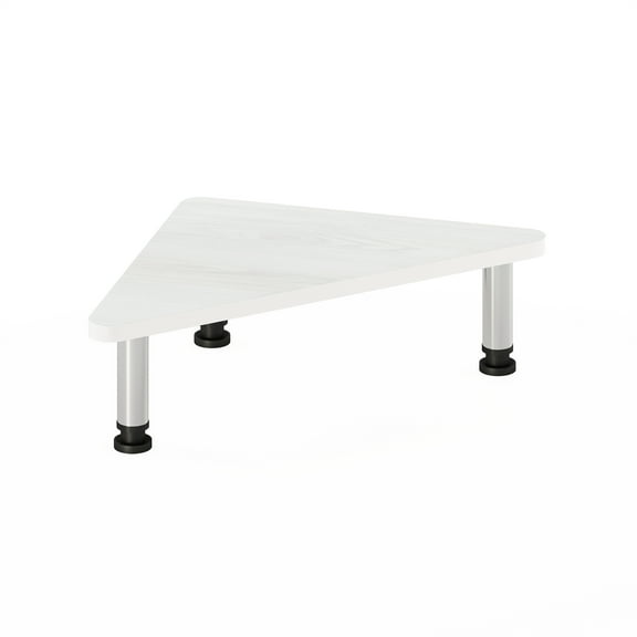 Furinno Turn-N-Tube Corner Monitor Riser Stand, White Oak, Stainless Steel Tubes