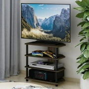 Furinno Turn-N-Tube Easy Assembly 4-Tier Petite TV Stand, Columbia Walnut/Black