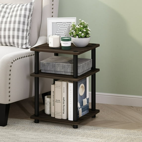 Furinno Turn-N-Tube Easy Assembly Multipurpose Shelf, Brown Walnut/Black