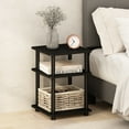 thumbnail image 1 of Furinno Turn-N-Tube Easy Assembly Nightstand, Bedside Table with Open Shleves, Blackwood, 1 of 6