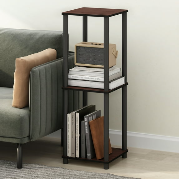 Furinno Turn-N-Tube Easy Assembly Stackable Bookcase, Bookshelf, Dark Cherry/Black