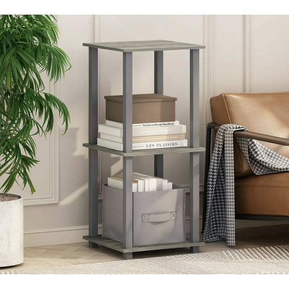 Furinno Turn-N-Tube Easy Assembly Stackable Bookcase, Bookshelf, French Oak/Grey
