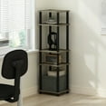 thumbnail image 1 of Furinno Turn-N-Tube Easy Assembly Stackable Standing Shelf, French Oak/Black, 1 of 7