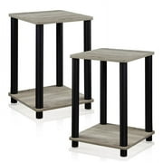 Furinno Turn-N-Tube Engineered Wood End Table, French Oak/Black, Set of 2
