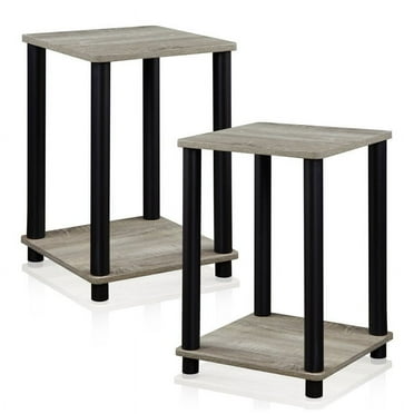 Furinno Turn-N-Tube Engineered Wood End Table, French Oak/Black, Set of 2