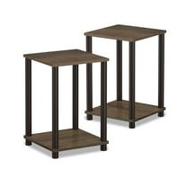 Furinno Turn-N-Tube Engineered Wood End Table in Walnut/Brown (Set of 2)