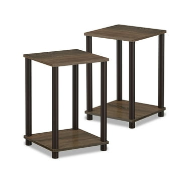 Furinno Turn-N-Tube Engineered Wood End Table in Walnut/Brown (Set of 2)