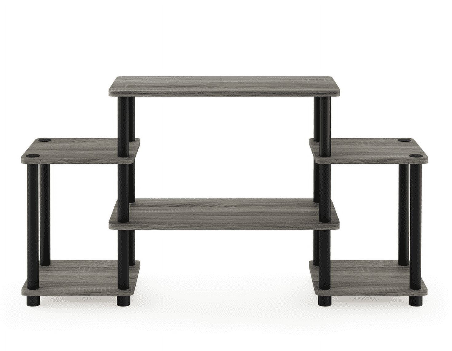 French Oak and Black Corner Entertainment Center with PVC Tubes