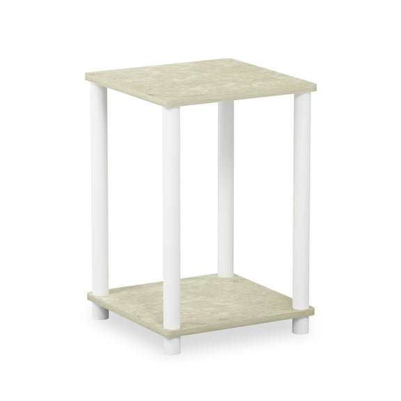 Furinno Turn-N-Tube Haydn End Table, Cream Faux Marble/White
