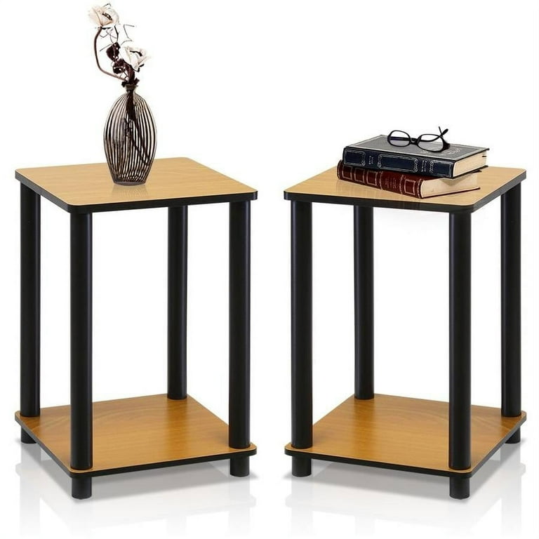 Furinno Turn-N-Tube Haydn End Table, Walnut/Brown, Set of 2 Furinno Turn-N-Tube Haydn End Table, Walnut/Brown, Set of 2