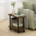 thumbnail image 1 of Furinno Turn-N-Tube Modern Oval End Table, Side Table with Casters, Amber Pine/Black, 1 of 6