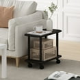 thumbnail image 1 of Furinno Turn-N-Tube Modern Oval End Table, Side Table with Casters, Espresso/Black, 1 of 6