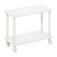thumbnail image 1 of Furinno Turn-N-Tube Modern Rectangle End Table, Side Table with Casters, White/White, 1 of 5