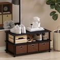 thumbnail image 1 of Furinno Turn-N-Tube Multipurpose Compact Open Storage Shoe Rack, Shoe Shelf Organizer with Bin Drawers, Black Oak/Black/Brown, 1 of 6