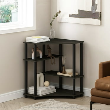 Furinno Turn-N-Tube Multipurpose Corner Shelf, Display Rack, Bookshelf, Espresso/Black