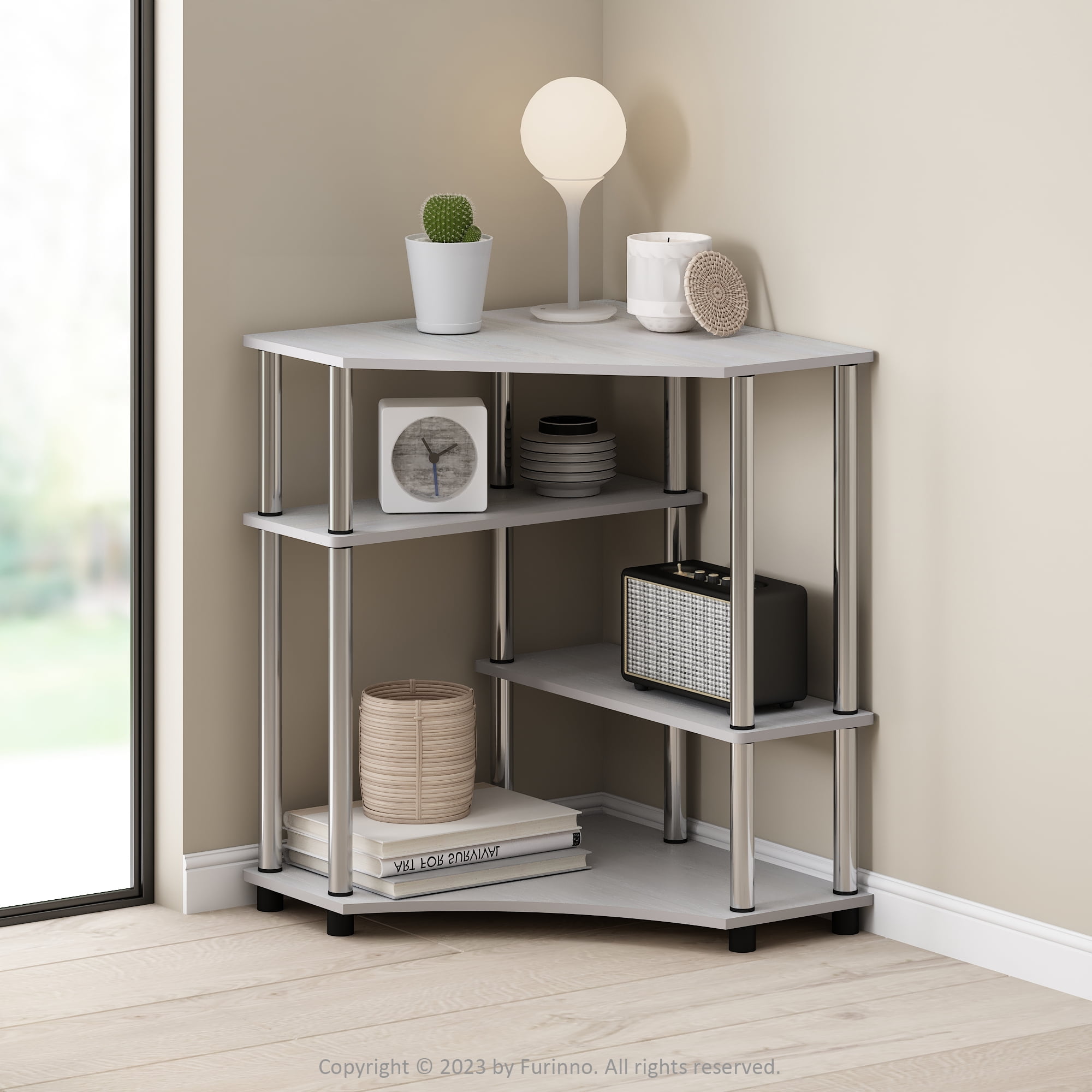 Furinno Turn-N-Tube Multipurpose Corner Shelf, Display Rack, Bookshelf ...