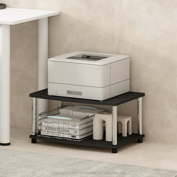 Furinno Turn-N-Tube 2-Tier Multipurpose Printer Stand Display & Storage Shelf, Americano, Stainless Steel Tubes