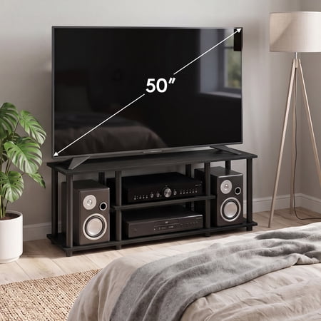 Furinno Turn-N-Tube No Tool 3-Tier Entertainment TV Stands, Black