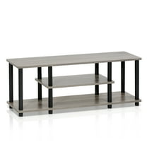 Furinno Turn-N-Tube No Tool 3-Tier Entertainment TV Stands, Gray/Black