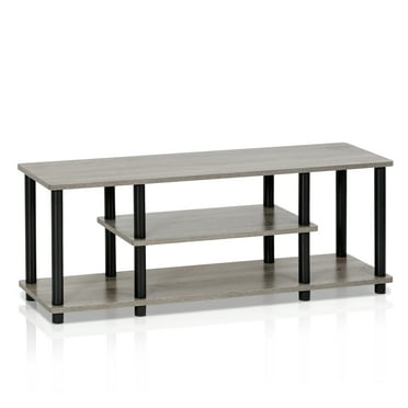 Furinno Turn-N-Tube No Tool 3-Tier Entertainment TV Stands, Gray/Black
