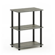 Furinno Turn-N-Tube No Tool 3-Tier Storage Shelf, French Oak/Black