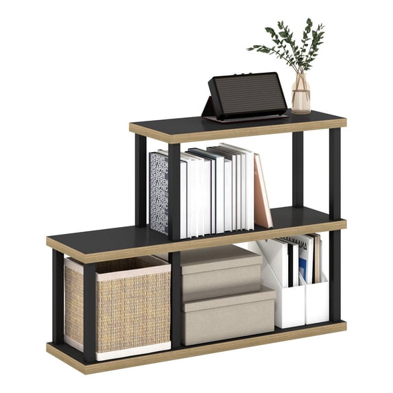 Furinno Turn-N-Tube No Tools 3-Tier Ladder Decorative Display Shelf, Americano/Black