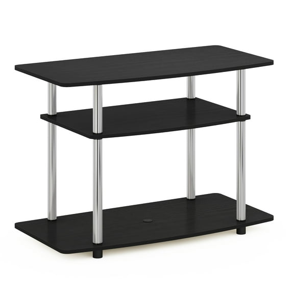 Furinno TURN-N-TUBE No Tools 3-Tier TV Stands in Americano Stainless Steel Tubes
