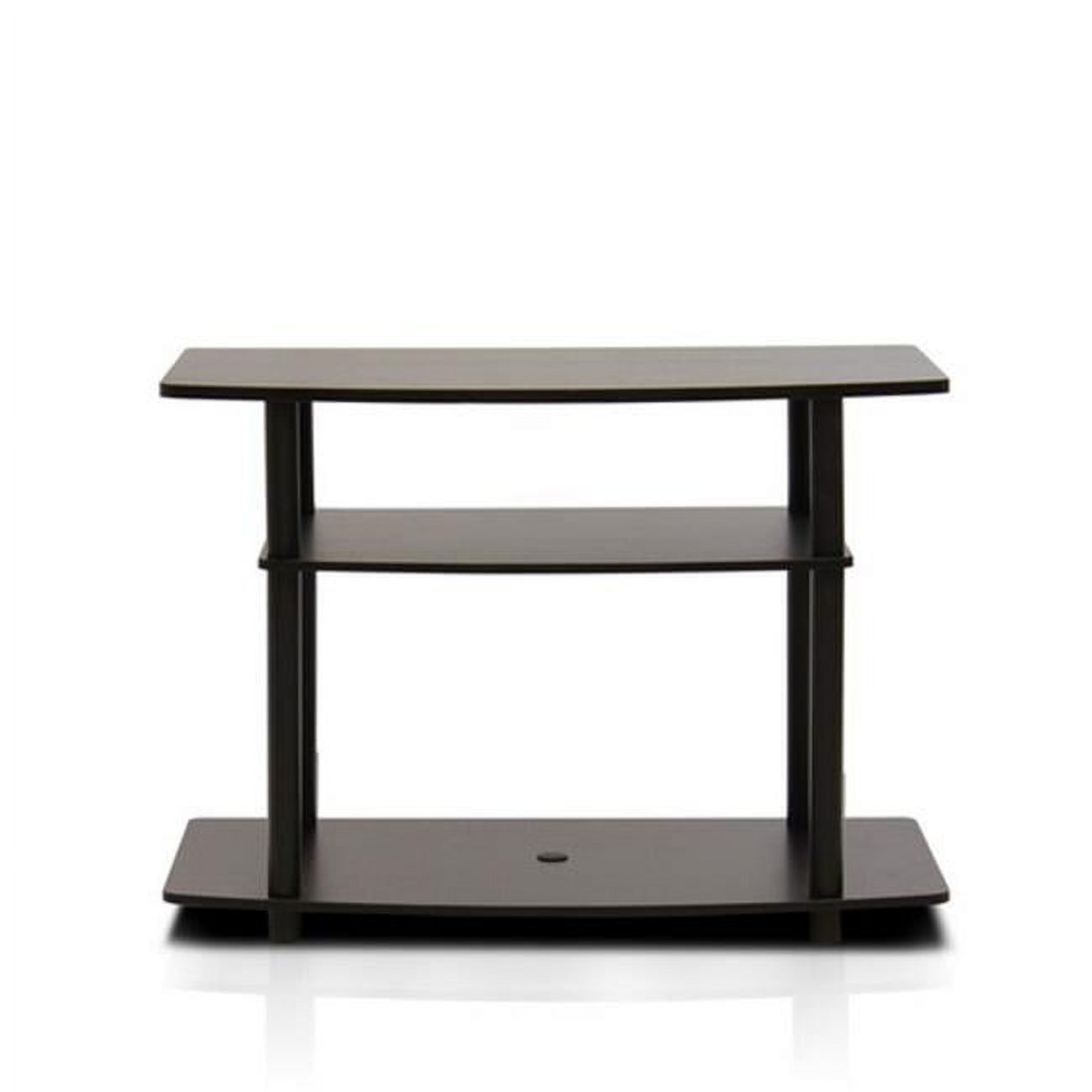 Dark Brown and Black 3-Tier PVC Composite TV Stand