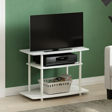 Furinno Turn-N-Tube No Tools 3-Tier TV Stands in White/White