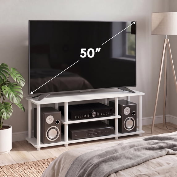 Furinno TURN-N-TUBE No Tools 3D 3-Tier Entertainment TV Stands in White/White