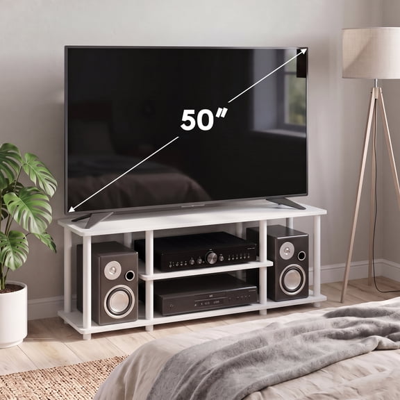 Furinno TURN-N-TUBE No Tools 3D 3-Tier Entertainment TV Stands in White/White