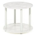 thumbnail image 1 of Furinno Turn-N-Tube Simple Design 2-Tier Round Wooden Coffee Table, Marble White, 1 of 6