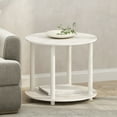thumbnail image 1 of Furinno Turn-N-Tube Simple Design 2-Tier Round Wooden Side End Table, Marble White, 1 of 6