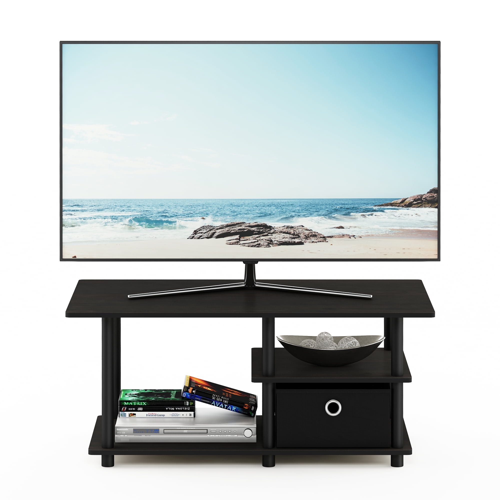 Furinno TurnNTube TV Stand for TV up to 45" with Storage Bin