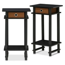 Furinno Turn-N-Tube Tall End Table with Bin, Espresso/Brown, Set of 2