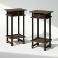 thumbnail image 1 of Furinno Turn-N-Tube Tall Nightstand with Bin, Columbia Walnut/Black/Dark Brown, Set of 2, 1 of 1