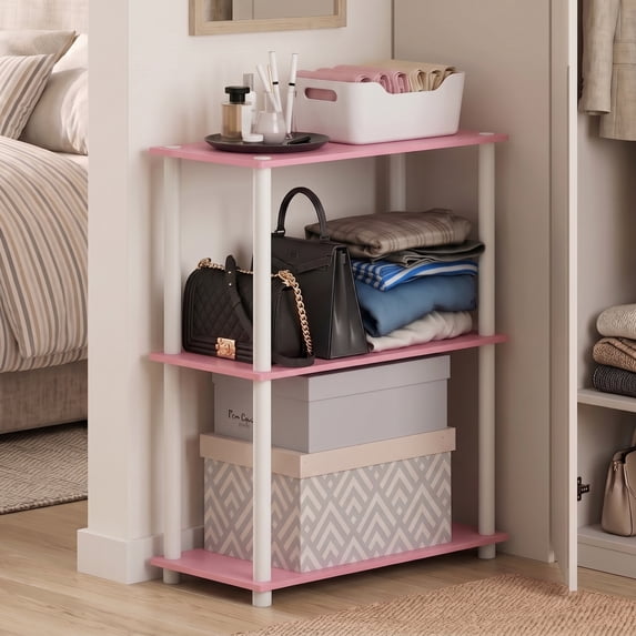 Furinno Turn-N-Tube 3-Tier Toolless Closet Organizers/Storage. Pink